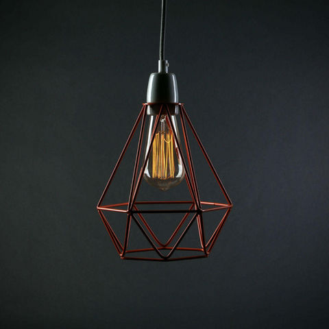 Filament Style - Deckenlampe Hängelampe-Filament Style-DIAMOND 1 - Suspension Orange câble Gris Ø18cm | L